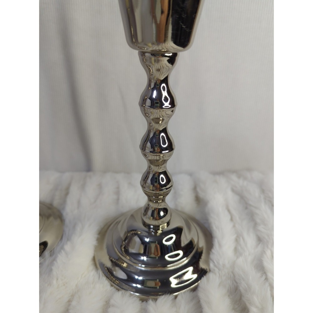 Set of (2) Gorgeous‎ BELK GLASS & METAL CANDLE HOLDERS ~ LAMPS 12.25" TALL ~ NEW - Picture 6 of 8